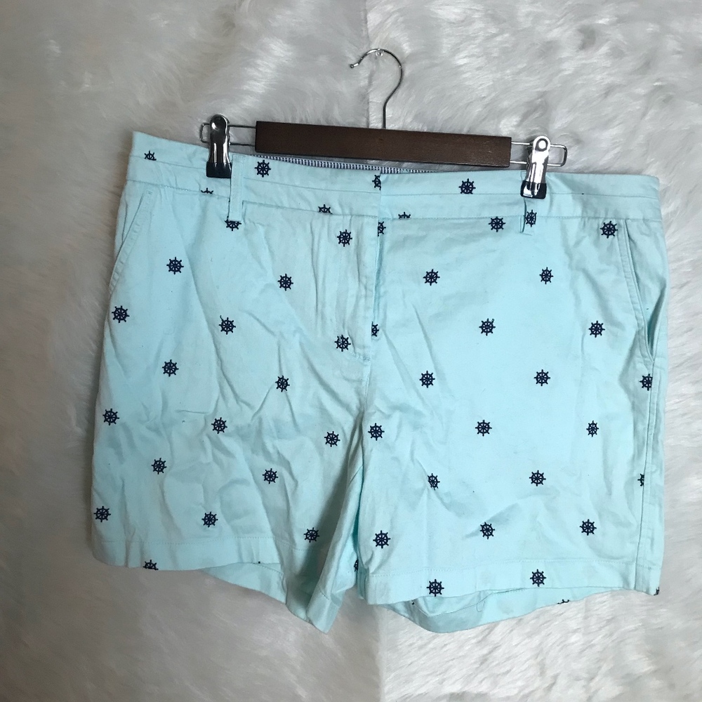 British Khaki Ship Wheel Embroidered Shorts